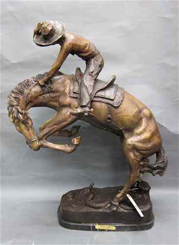 Appraisal: WESTERN BRONZE SCULPTURES after the work of FREDERIC SACKRIDER REMINGTON