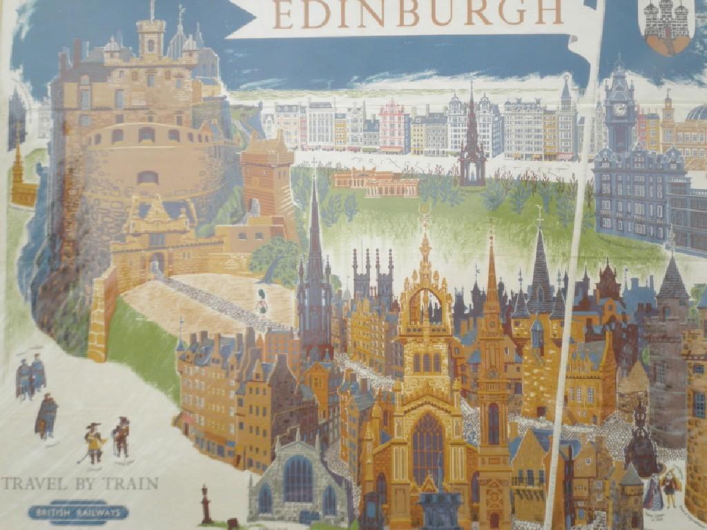 Appraisal: A British Rail double Royal sized poster Edinburgh 's framed