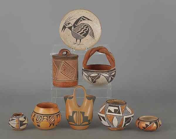 Appraisal: Eight pieces Southwest Indian pottery tallest -