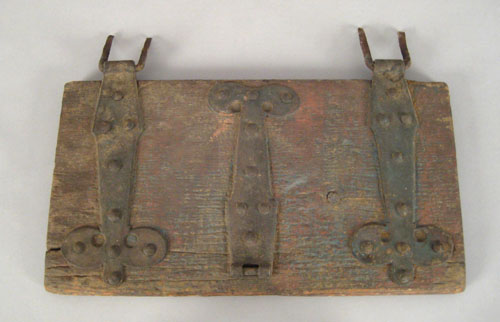 Appraisal: Conestoga wagon box lid ca with elaborate wrought iron hinges