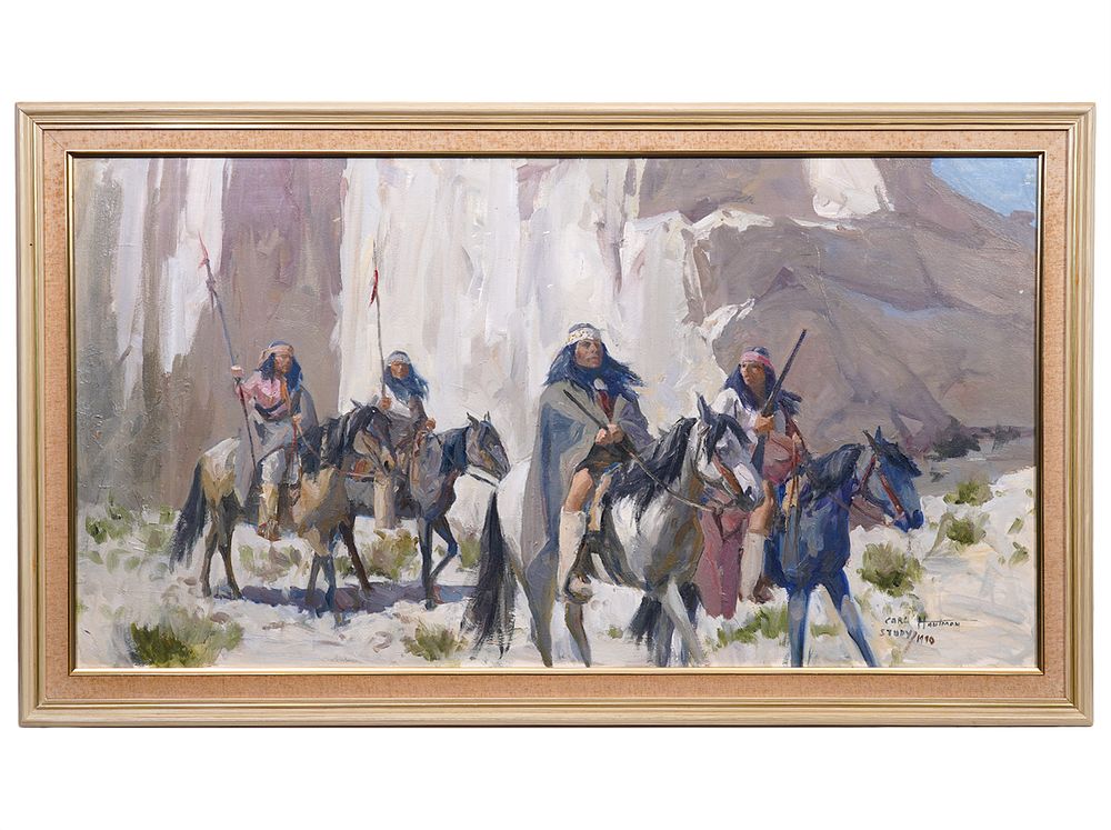 Appraisal: Carl Hantman 'Patrol on Horseback' Carl Hantman - Oil painting