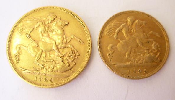 Appraisal: A VICTORIA OH GOLD SOVEREIGN together with a half sovereign