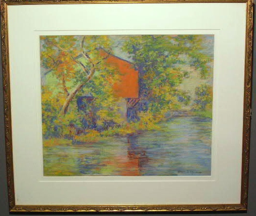 Appraisal: Impressionist pastel of a barn in springtime signed Edwin S