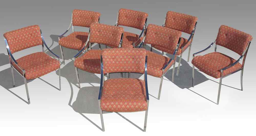 Appraisal: SET OF MILO BAUGHMAN FOR THAYER COGGINS CHROME DINING CHAIRS