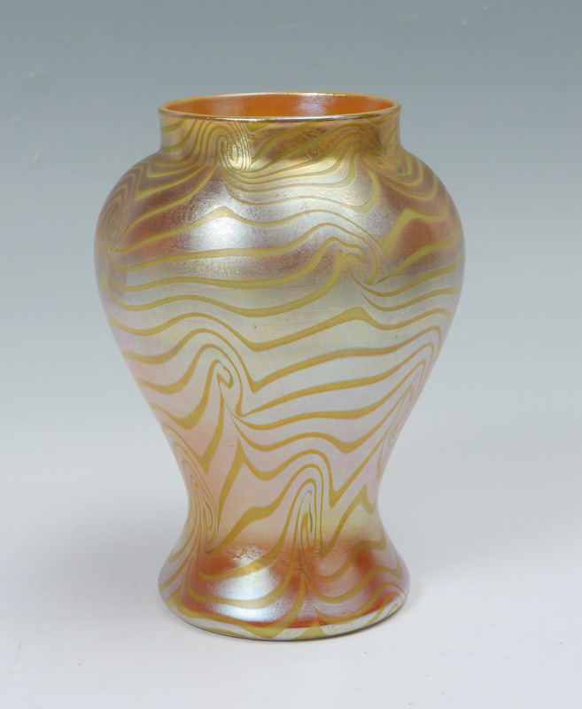 Appraisal: VICTOR DURAND GOLD KING TUT SIGNED ART GLASS VASE Gold