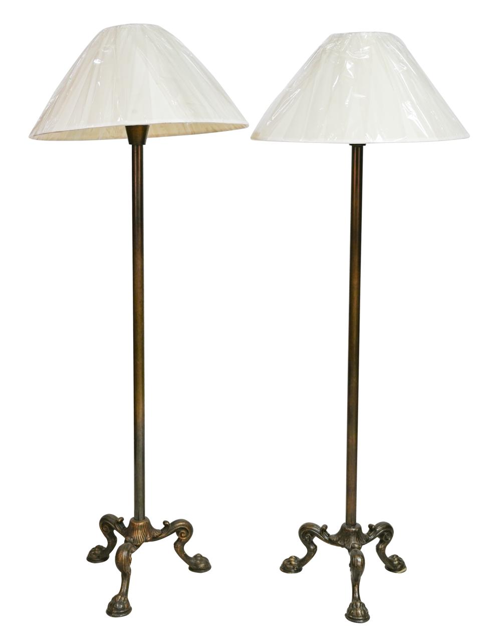 Appraisal: PAIR OF CONTEMPORARY FLOOR LAMPSpatinated metal each with a single