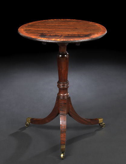 Appraisal: Regency Rosewood and Mahogany Tripod Table first quarter th century