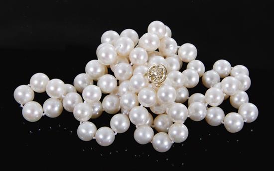 Appraisal: Double-strand white pearl choker - mm pearls K clasp L