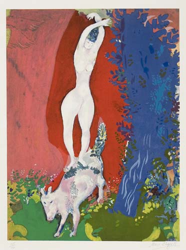 Appraisal: MARC CHAGALL after Femme de Cirque Color lithograph and pochoir