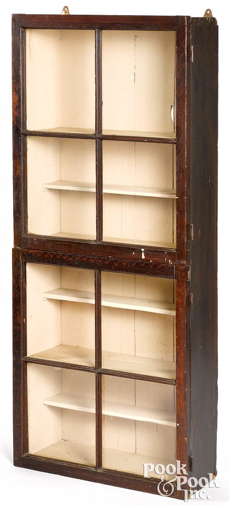 Appraisal: Painted pine display cabinet th c Painted pine display cabinet