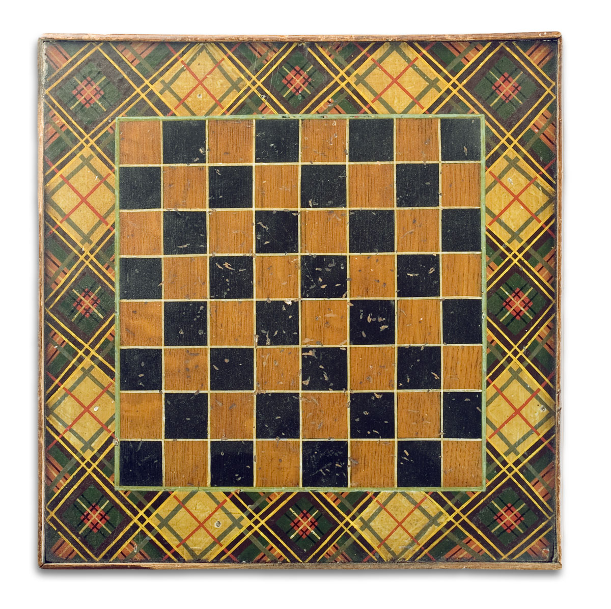 Appraisal: AMERICAN PAINTED AND DECORATED GAME BOARD WITH ELABORATE SCOTTISH PLAID