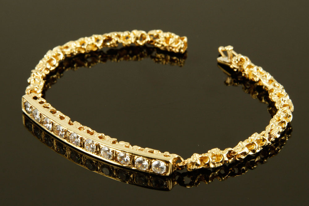 Appraisal: A - K Gold Bracelet with Cubic Zirconia K yellow