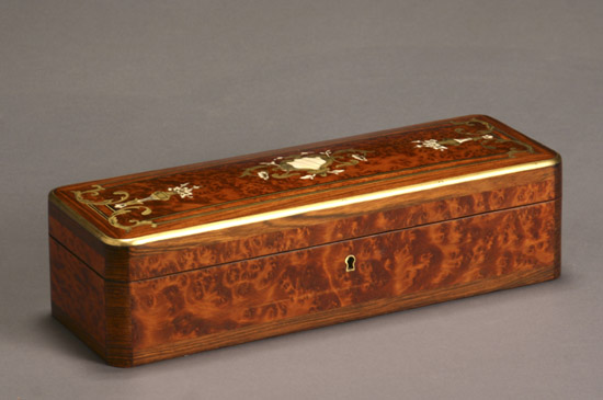 Appraisal: Louis Philippe Engraved Brass and Ivory Marquetry and Inlaid Amboyna