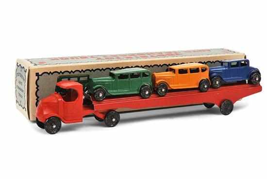 Appraisal: TOOTSIETOY AUTOTRANSPORT TRUCK RED CAB TINPLATE LORRY AND X DIE