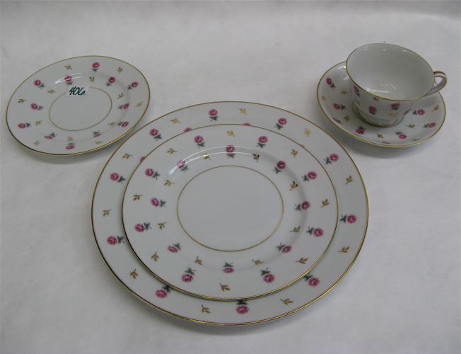 Appraisal: SIXTY-ONE PIECE NORITAKE FINE CHINA SET Rosalie pattern tiny pink