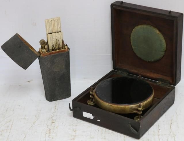 Appraisal: EARLY TH CENTURY DRAFTING SET WITH A SHARKSKINCASE ORIGINAL EQUIPMENT