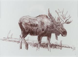 Appraisal: Ambling Moose by Bob Kuhn Bob Kuhn - conte crayon