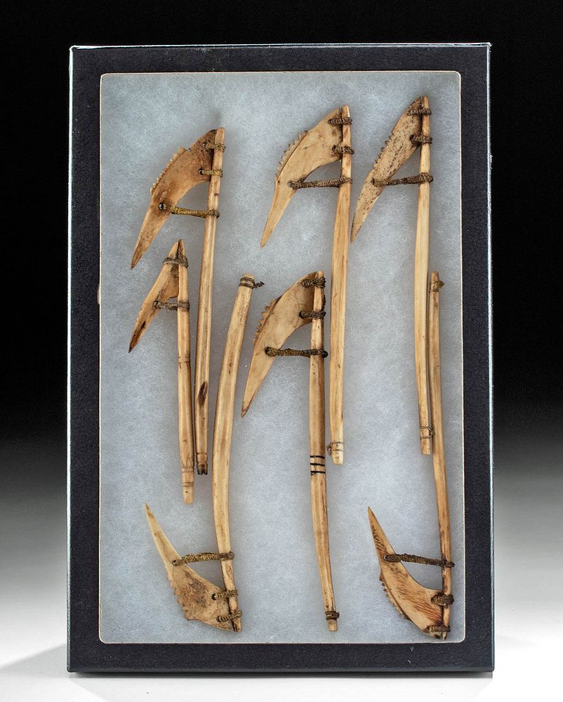 Appraisal: th C PNG Siassi Island Bone Shell Fish Hooks Oceania