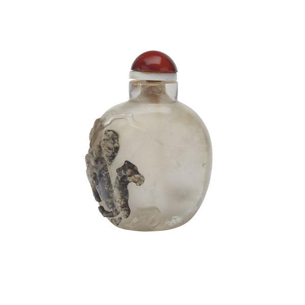 Appraisal: Silhouette Rock Crystal Snuff Bottle th th Century Well-hollowed and