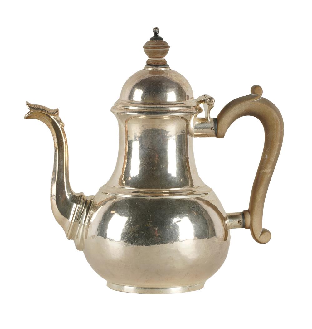 Appraisal: BRITANNIA SILVER COFFEE POThallmarked with a wooden handle grams gorss