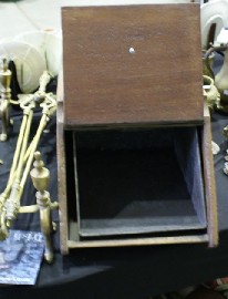 Appraisal: Two timber coal boxes together with five brass fire implements