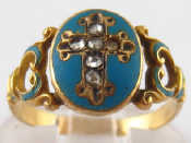 Appraisal: An antique carat gold and blue enamel ring with rose