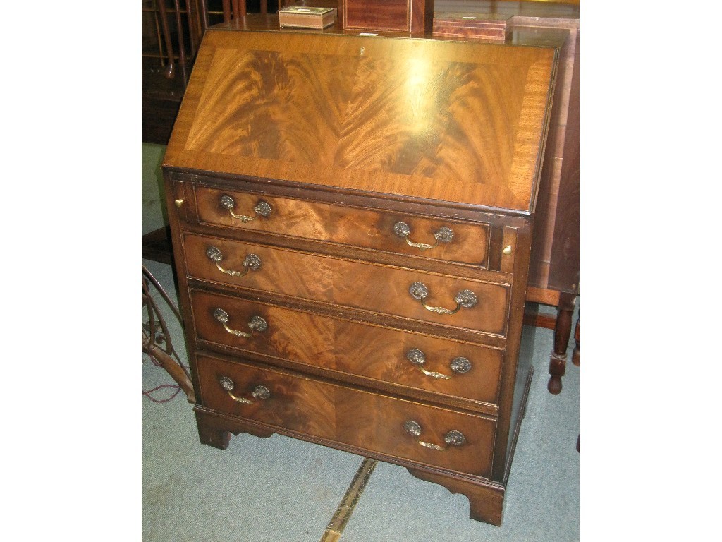 Appraisal: Reproduction mahogany slopefront writing bureau