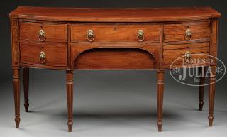 Appraisal: BENCH MADE HEPPLEWHITE STYLE BOW FRONT SIDEBOARD Second half th