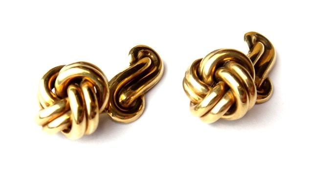 Appraisal: A pair of European dress cufflinks each with knot shaped