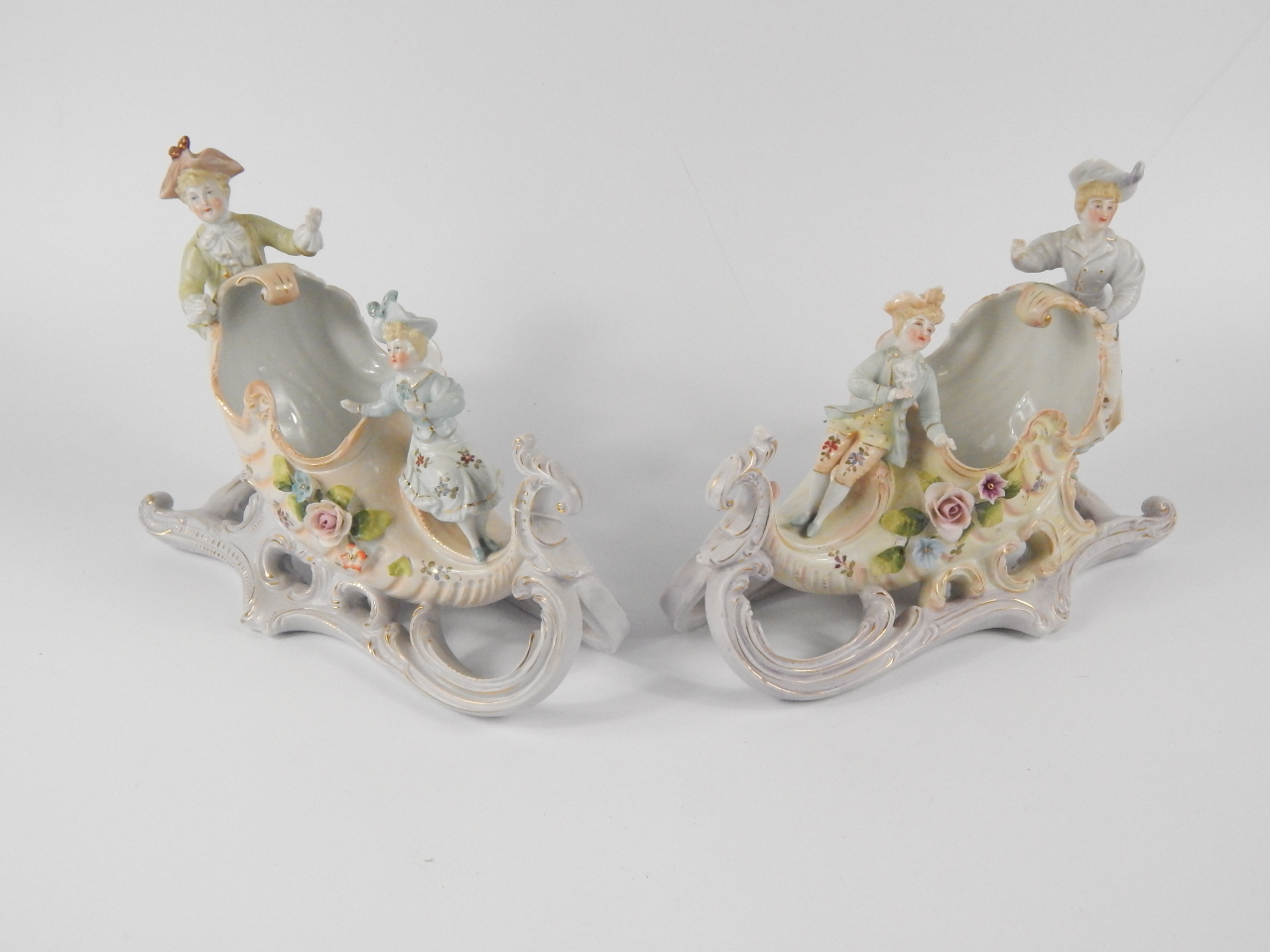 Appraisal: A pair of Continental late thC porcelain cornucopia vases modelled