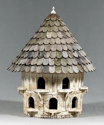 Appraisal: Large turret form birdhouse half round with white paint shingle