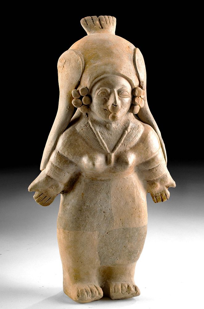 Appraisal: Jamacoaque Earthenware Standing Female Whistle Pre-Columbian Ecuador Jamacoaque Jama Coaque