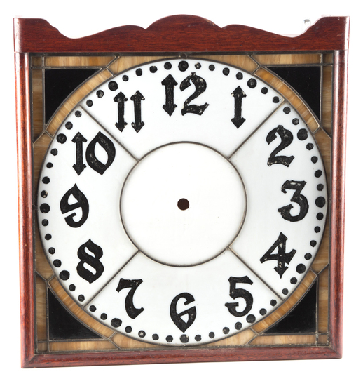 Appraisal: Vintage Wall Clock Case case only with stained and leaded