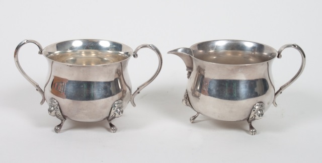 Appraisal: American sterling silver footed sugar and creamer no maker's mark