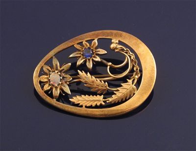 Appraisal: No Reserve Michael McGregor A ct gold floral brooch The