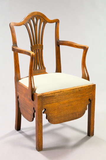 Appraisal: English Oak Commode Chair late th century in the George