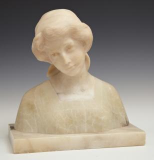 Appraisal: Art Nouveau Carved Marble and Onyx Bust of a Woman