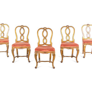 Appraisal: A Set of Five French Painted and Parcel Gilt Dining