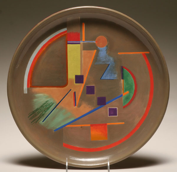 Appraisal: Doris Vlasek-Hails American - Karelia abstract surrealist studio pottery charger