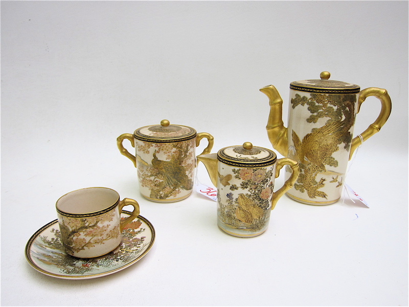 Appraisal: TWELVE PIECE SATSUMA PORCELAIN TEA SET with ornate polychrome and