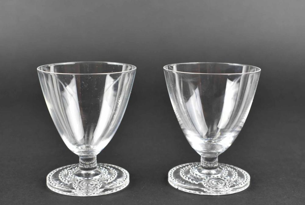 Appraisal: RARE PR LALIQUE WINE GLASSES FROM S S NORMANDIECirca Inscribed