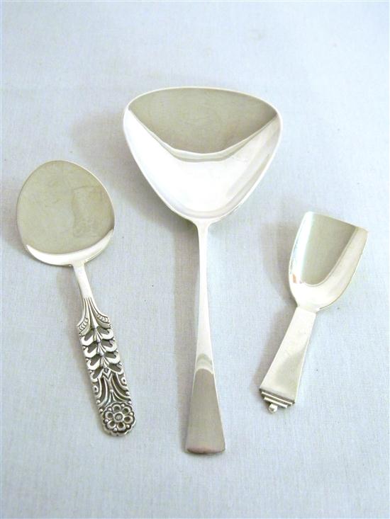 Appraisal: STERLING Scandinavian Georg Jensen caddy spoon Anderson pierced handle flat