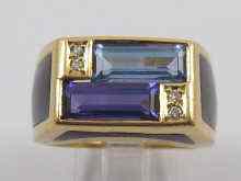 Appraisal: A yellow metal tests carat gold gent's multi-gem set ring