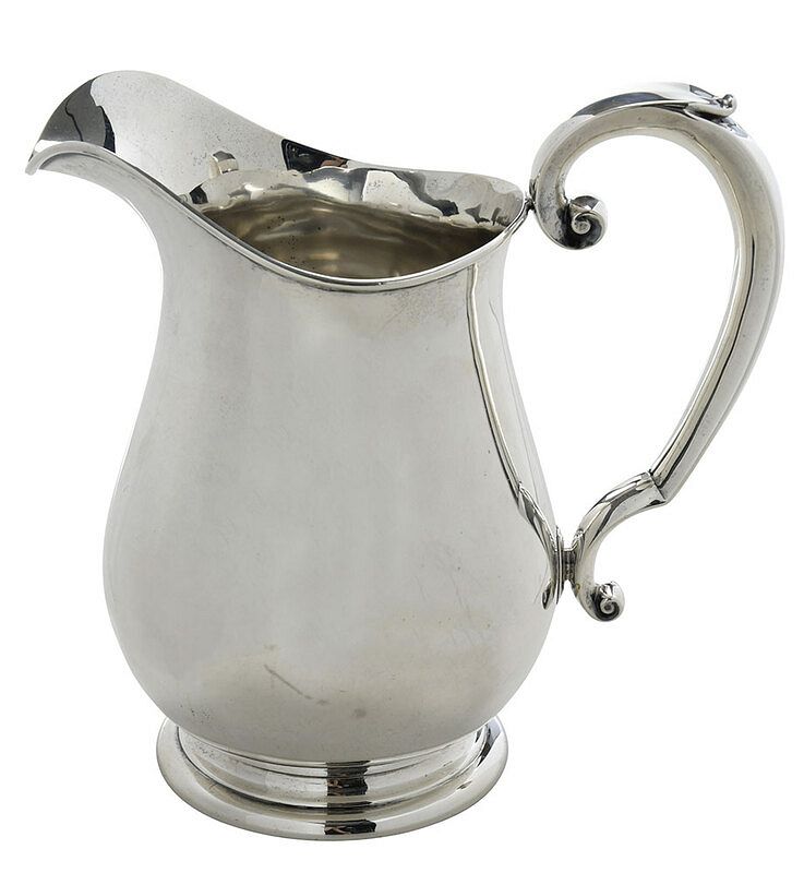 Appraisal: Sterling Water Pitcher American th century pear form with scroll