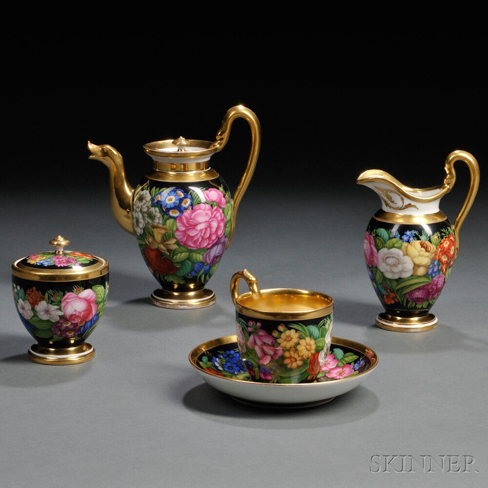 Appraisal: Five-piece Paris Porcelain Tea Service France mid- th century each