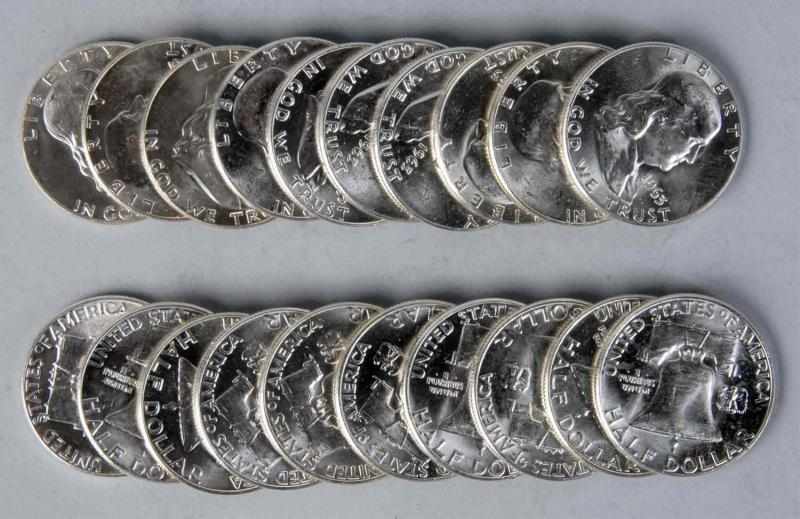 Appraisal: BU Roll of Franklin Half Dollars Description coins