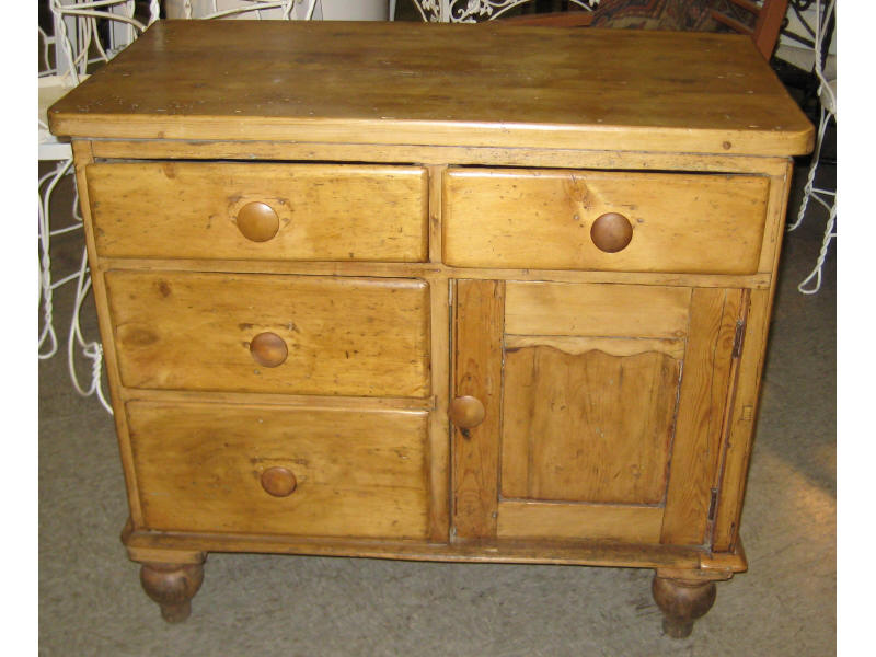 Appraisal: ENGLISH PINE SIDE CABINET Rectangular top with an assortment of