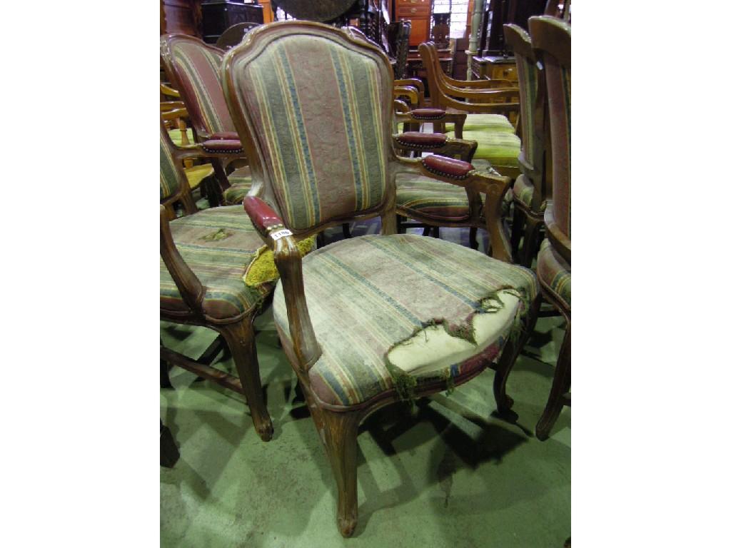 Appraisal: A set of four contemporary fauteuils with shaped and moulded