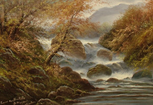 Appraisal: E Masters British Provincial School th century- 'Lower Swallow Falls