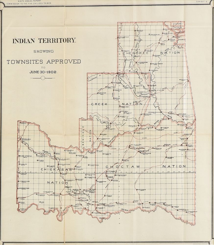 Appraisal: AN ANTIQUE MAP Indian Territory Showing Townsites Approved to June